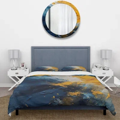 Design Art Blue And Yellow Intuitive Expressions Ii - Abstract Duvet Cover Set In Blue;yellow