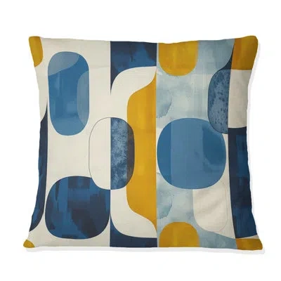 Design Art Blue And Yellow Midcentury Geometry - Midcentury Throw Pillow In Blue;yellow
