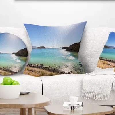 Design Art Blue Baja California Beach - Sea & Shore Printed Pillow