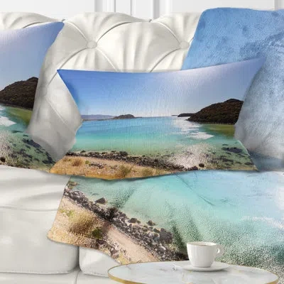 Design Art Blue Baja California Beach - Sea & Shore Printed Throw Pillow