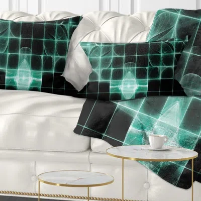 Design Art Blue Bat On Rader Screen - Abstract Printed Throw Pillow