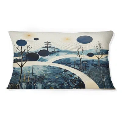 Design Art Blue Beige Mid Century Minimalist Oasis I - Minimalism Printed Throw Pillow In Blue;beige