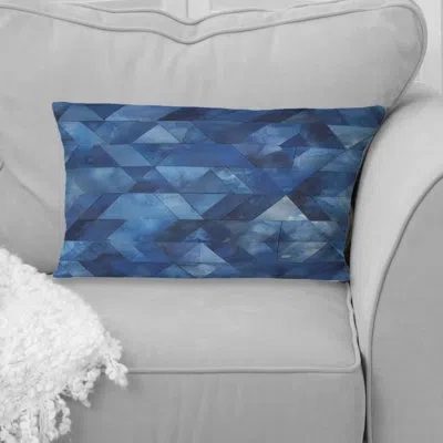 Design Art Blue Beige Midcentury Rhombus Iii - Midcentury Lumbar Pillow
