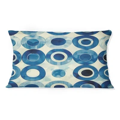 Design Art Blue Beige Modern Circles - Modern Lumbar Pillow In Blue;beige