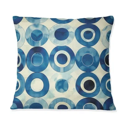 Design Art Blue Beige Modern Circles - Modern Throw Pillow In Blue;beige