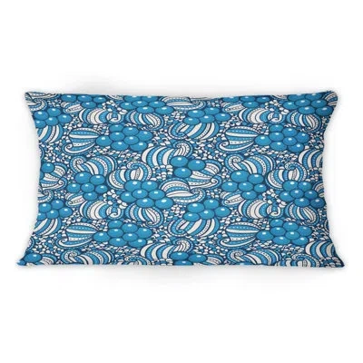 Design Art Blue Berries In Jungle Pattern -1 Patterned Printed Throw Pillow