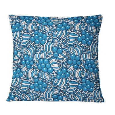 Design Art Blue Berries In Jungle Pattern - Patterned Printed Throw Pillow