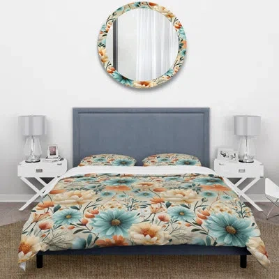 Design Art Blue Boho Floral Harmony I Duvet Cover Set