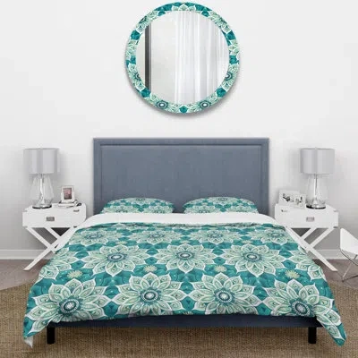Design Art Blue Boho Florals Ii - Boho Duvet Cover Set
