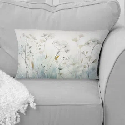 Design Art Blue Botanical Oasis I - Abstract Botanicals Printed Throw Pillow