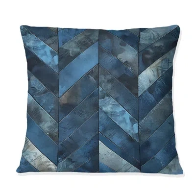 Design Art Blue Chevron Glam Pattern Ii - Traditional Throw Pillow