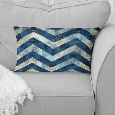 Design Art Blue  Chevron Patterns Ii - Modern Lumbar Pillow