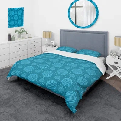 Design Art Blue Circle Pattern - Abstract Duvet Cover Set - Microfiber Polyester