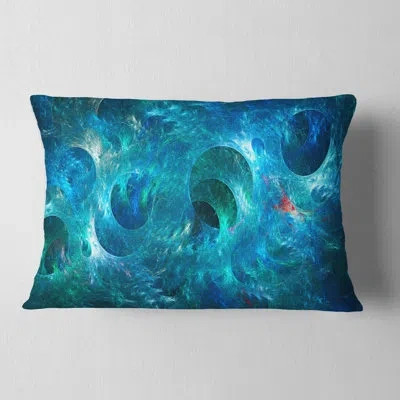 Design Art Blue Circles Fractal Texture - Abstract Printed Throw Pillow