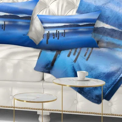Design Art Blue Clouds At Evening - Sea & Shore Printed Throw Pillow