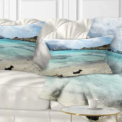 Design Art Blue Crete Island In Greece - Sea & Shore Printed Pillow