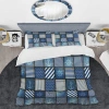 Design Art Blue Denim Patchwork - Abstract Duvet Cover Set - Microfiber Polyester In Blue