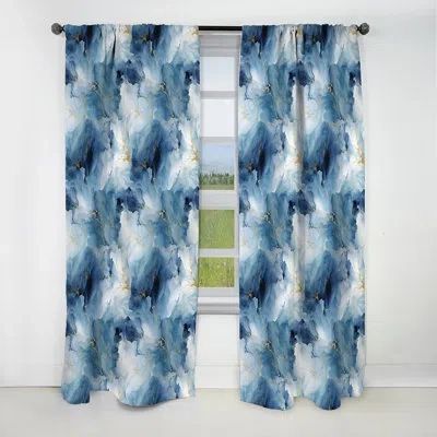 Design Art Blue Ethereal Elegance Marble Pattern - Abstract Marble Marble Blackout Curtain - 1 Panels In Blue;gold