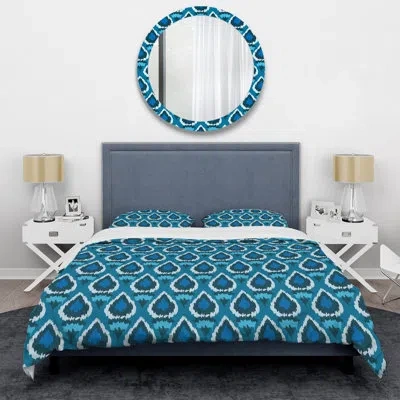 Design Art Blue Ethnic Pattern - Patterned Duvet Cover Set In Dark Blue,light Blue