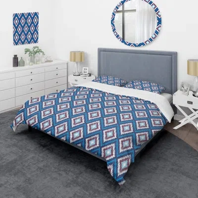 Design Art Blue Fabric Pattern - Patterned Duvet Cover Set In Blue;brown