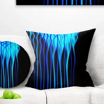 Design Art Blue Flames Fractal Pattern - Abstract Printed Pillow