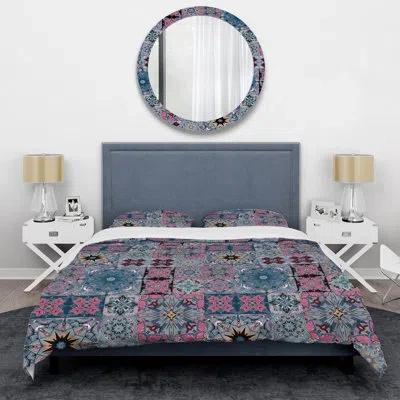 Design Art Blue Floral Patchwork - Patterned Duvet Cover Set