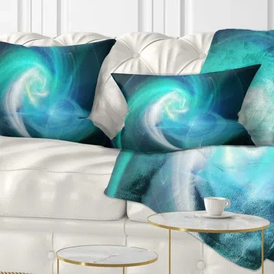 Design Art Blue Fractal Abstract - Abstract Printed Throw Pillow