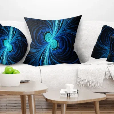 Design Art Blue Fractal - Abstract Printed Pillow
