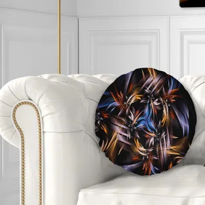 Design Art Blue Fractal Light Art In Dark - Abstract Printed Pillow