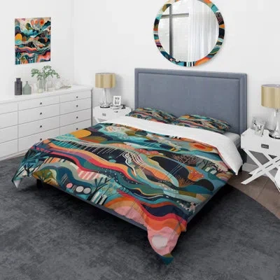 Design Art Blue Green Minimalism Explosion - Abstract Minimalism Duvet Cover Set - Microfiber Polyester In Blue;green
