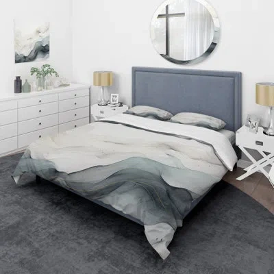 Design Art Blue Grey Line Art Conceptual Abstract Ii - Line Art 4 Pcs Comforter Set In Blue;grey