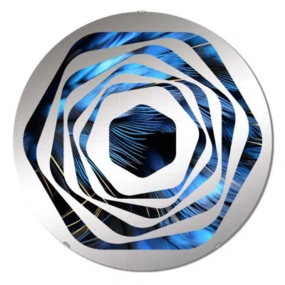 Design Art Blue Heron Feathers Of Light Ii - Amorphe Decorative Mirror
