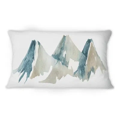 Design Art Blue High Mountain Range I - Traditional Printed Throw Pillow 12" X 20"