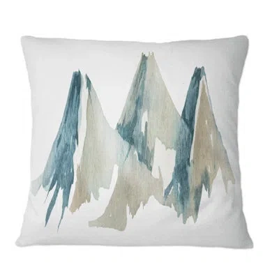 Design Art Blue High Mountain Range I - Traditional Printed Throw Pillow In Gray