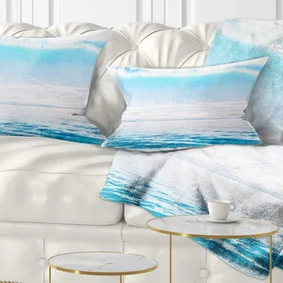 Design Art Blue Horizon Digital Watercolor - Sea & Shore Printed Pillow