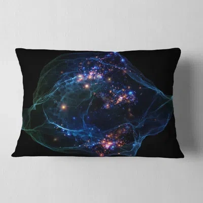 Design Art Blue Lights Of Network - Abstract Printed Pillow