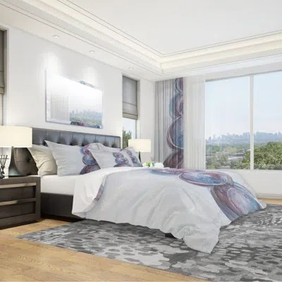 Design Art Blue Microfiber Modern & Contemporary Duvet Cover Set