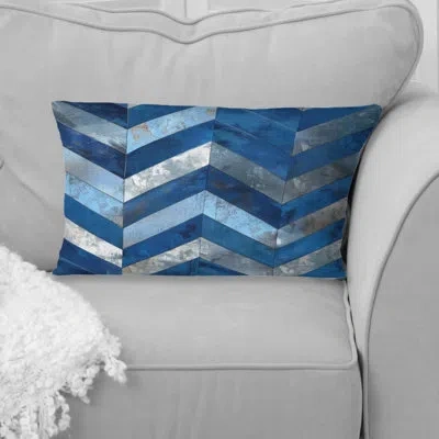 Design Art Blue  Midcentury Chevron V - Midcentury Lumbar Pillow