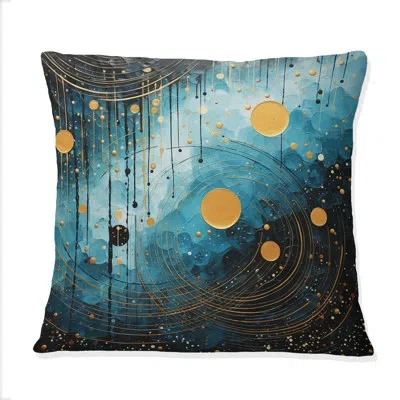 Design Art Blue Minimalism Moon I - Minimalism Printed Throw Pillow In Blue;black
