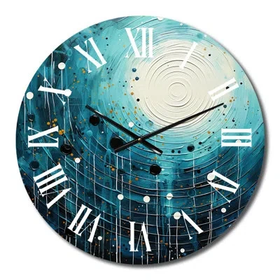 Design Art Blue Minimalism Moon Ii Metal Wall Clock