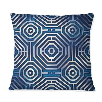 Design Art Blue Modern Maze Iv - Modern Throw Pillow In Blue;white