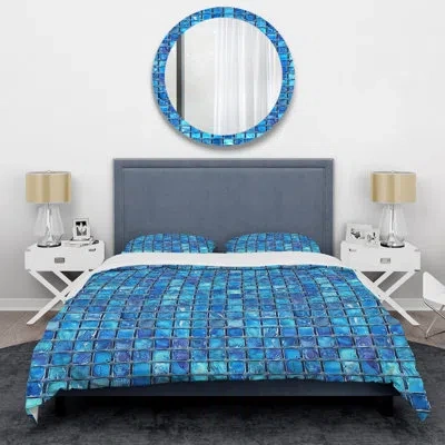 Design Art Blue Modern Mosaic Tiles I - Modern Duvet Cover Set