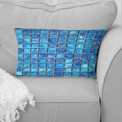 Design Art Blue  Modern Mosaic Tiles I - Modern Lumbar Pillow
