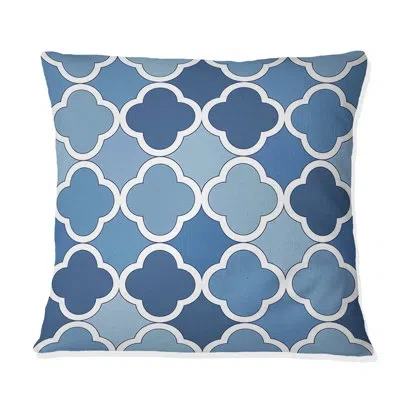 Design Art Blue Modern Quatrefoil Pattern Ii - Modern Throw Pillow In Blue;white