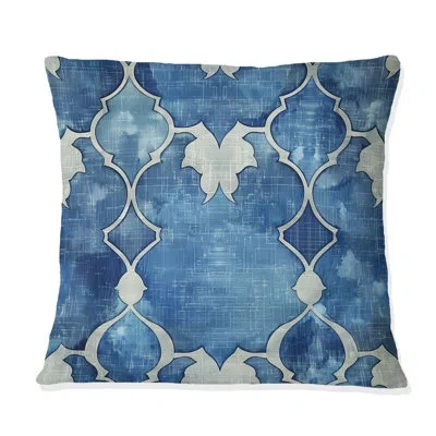 Design Art Blue Modern Quatrefoil Pattern V - Modern Throw Pillow In Blue;white