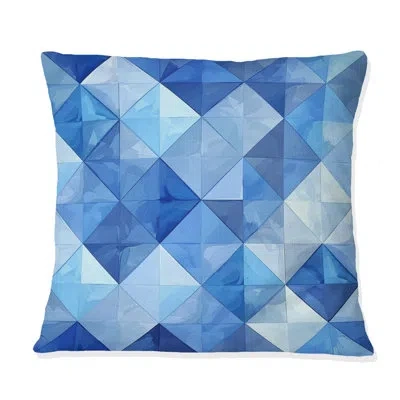 Design Art Blue  Modern Rhombus Ii - Modern Throw Pillow