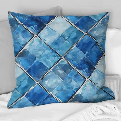 Design Art Blue  Modern Rhombus Iii - Modern Throw Pillow In Blue;white