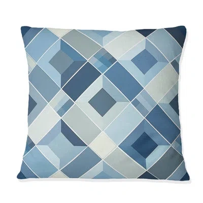 Design Art Blue  Modern Rhombus Iv - Modern Throw Pillow In Blue;white