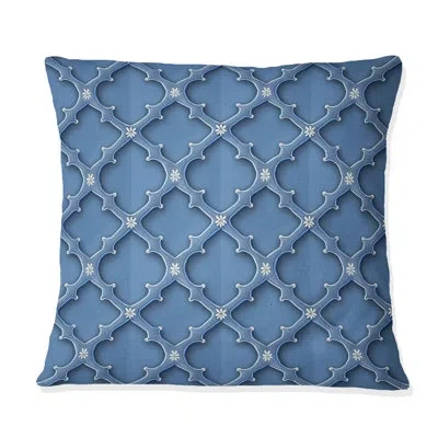 Design Art Blue  Modern Trellis I - Modern Throw Pillow