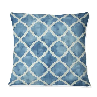Design Art Blue Modern Trellis I - Modern Throw Pillow In Blue;white